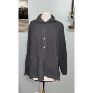 Eleven Stitch Design gray jacket button up long sleeve‎ shirt women's Large